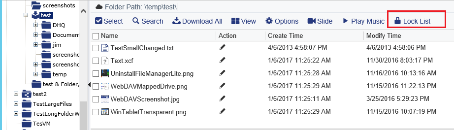 Button to Manage File Locks / Lock List