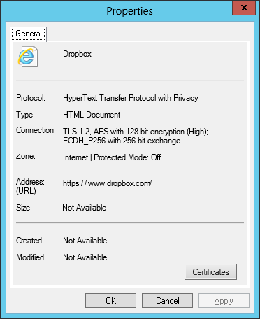 Dropbox SSL Properties